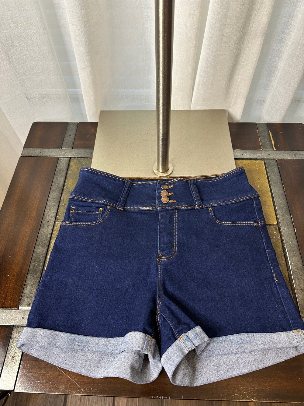 Wax Jean Dark Blue Cuffed Jean Shorts